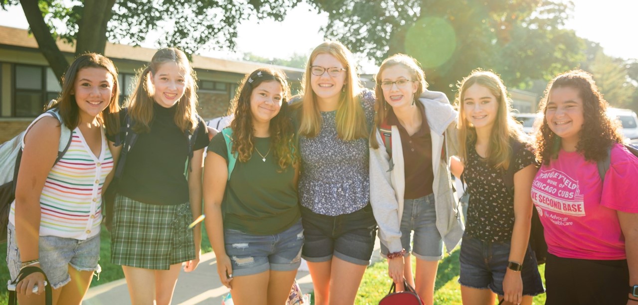 group of students on first day of school