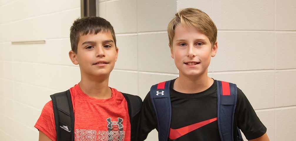 Lincoln Middle School students on the first day of school.