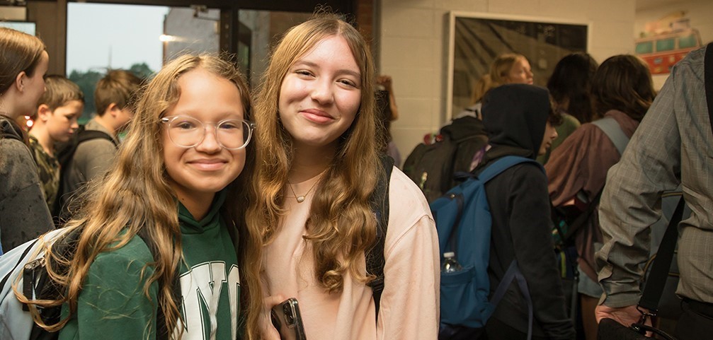 Lincoln Middle School students on the first day of school.