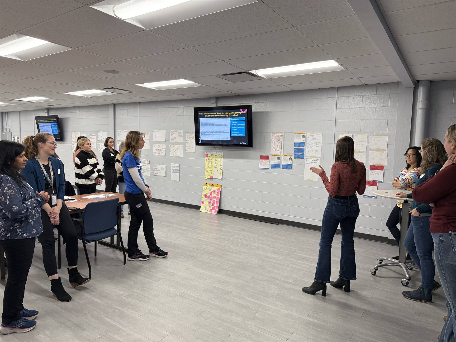 Learning Spaces Committee sharing ideas to best design new spaces in Lincoln and Westbrook.