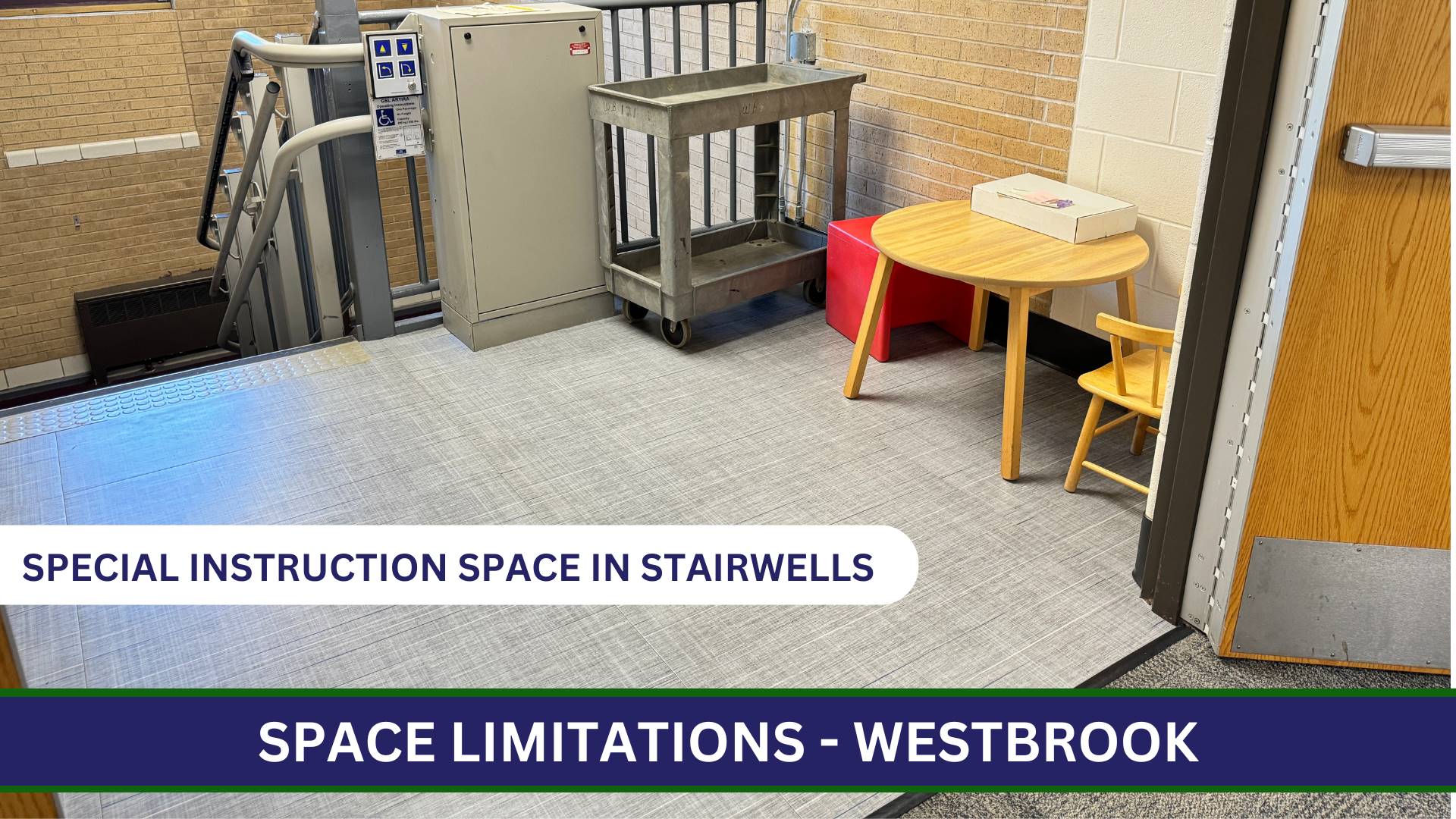 Photo of special instruction space in a stairwell at Westbrook School for Young Learners.