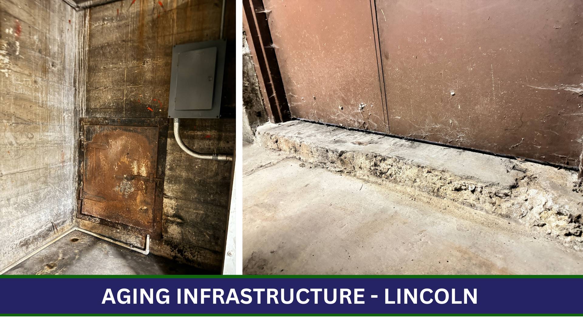 Photo of an aging infrastructure at Lincoln Middle School.