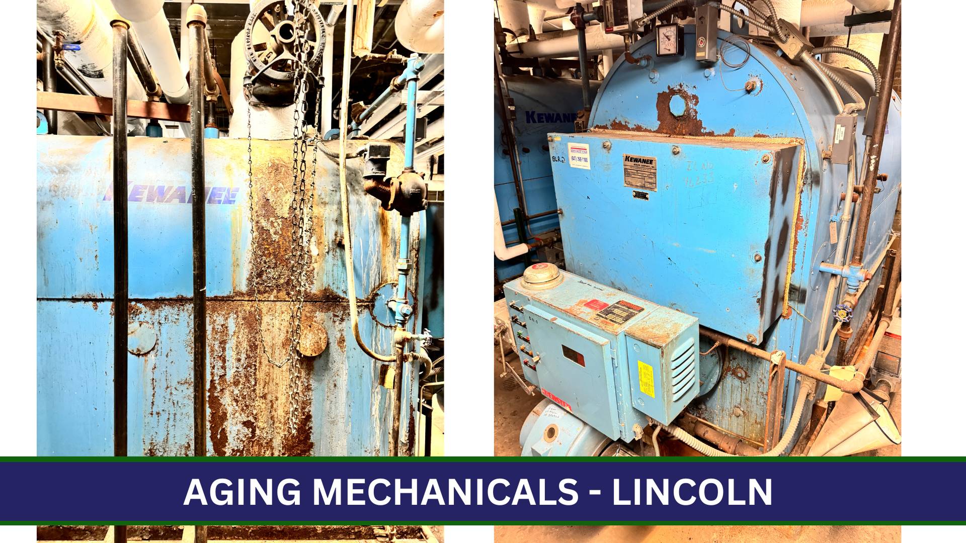 Photo of an aging mechanical system at Lincoln Middle School.