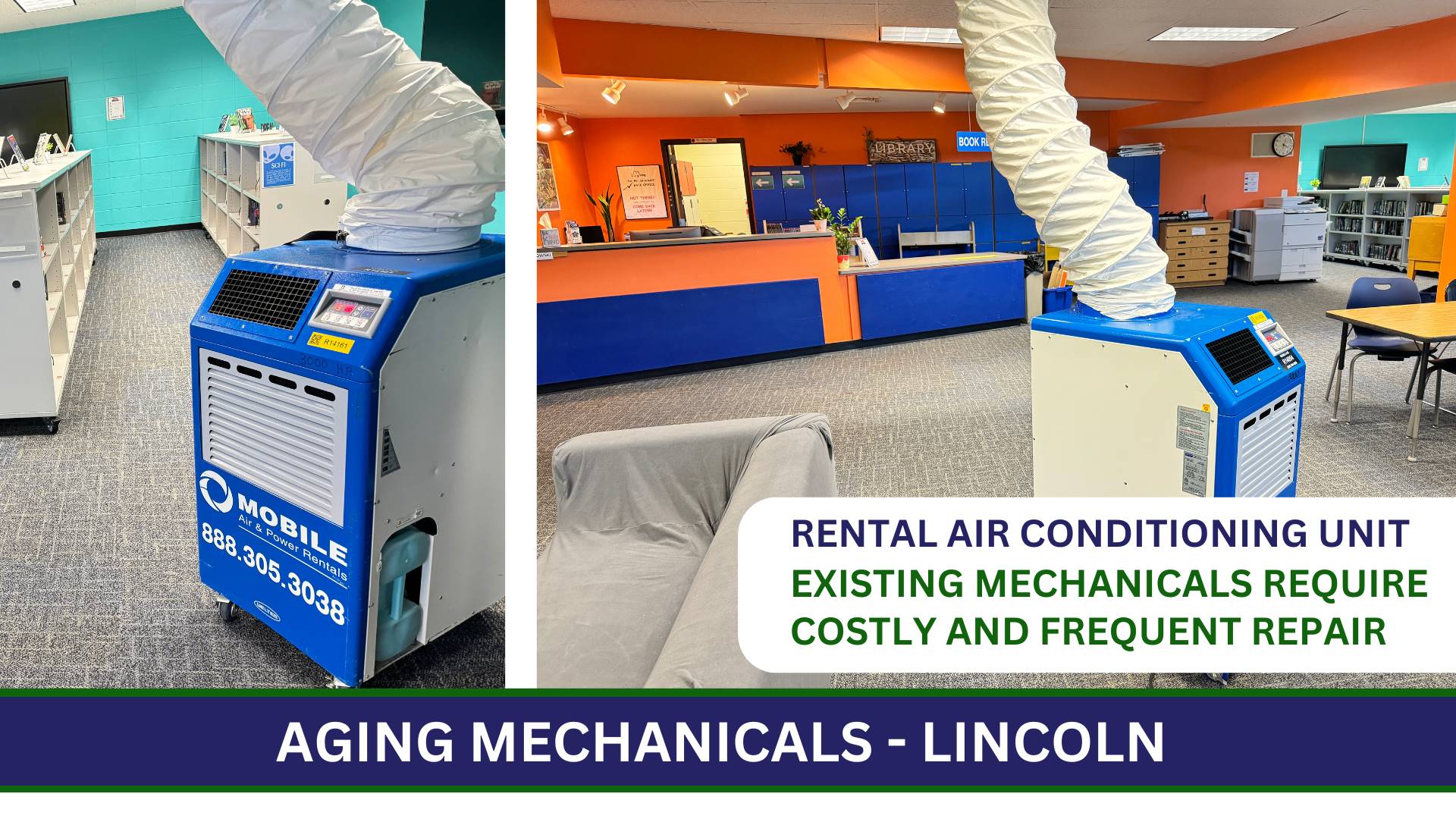 Photo of a rental air conditioning unit at Lincoln Middle School.
