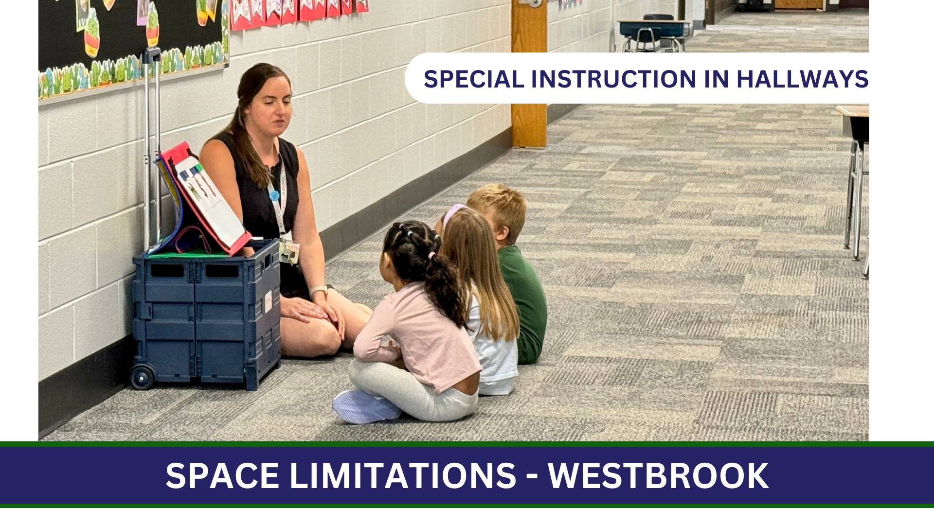 Photo of special instruction happening in a hallways on a floor at Westbrook School for Young Learne