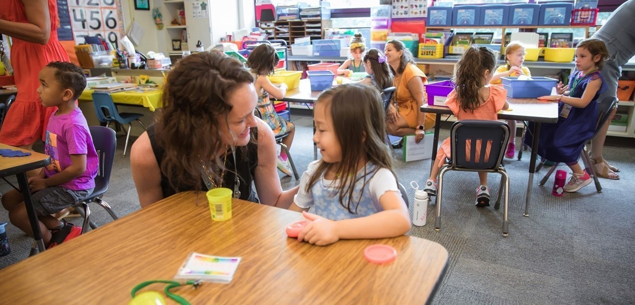 Superintendent Gorr welcoming Westbrook student